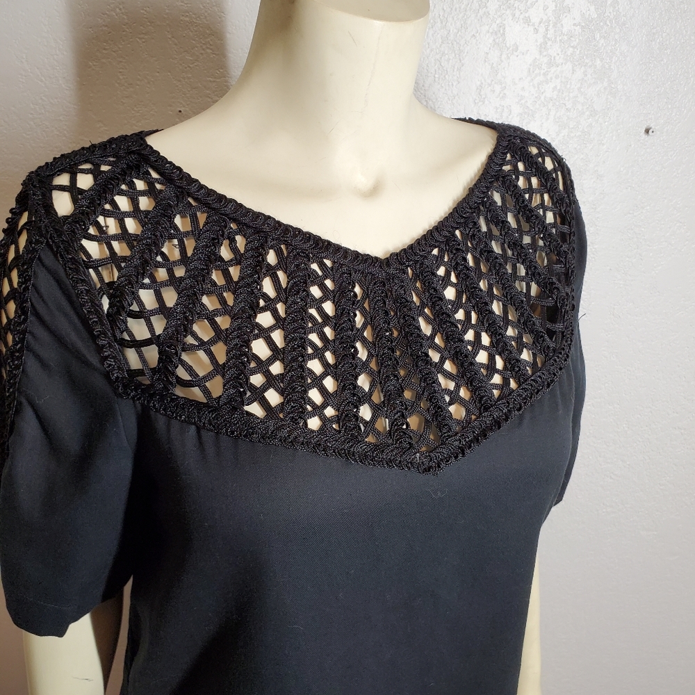 Anthropologie Maeve Battenburg Shift Black - Picture 5 of 11